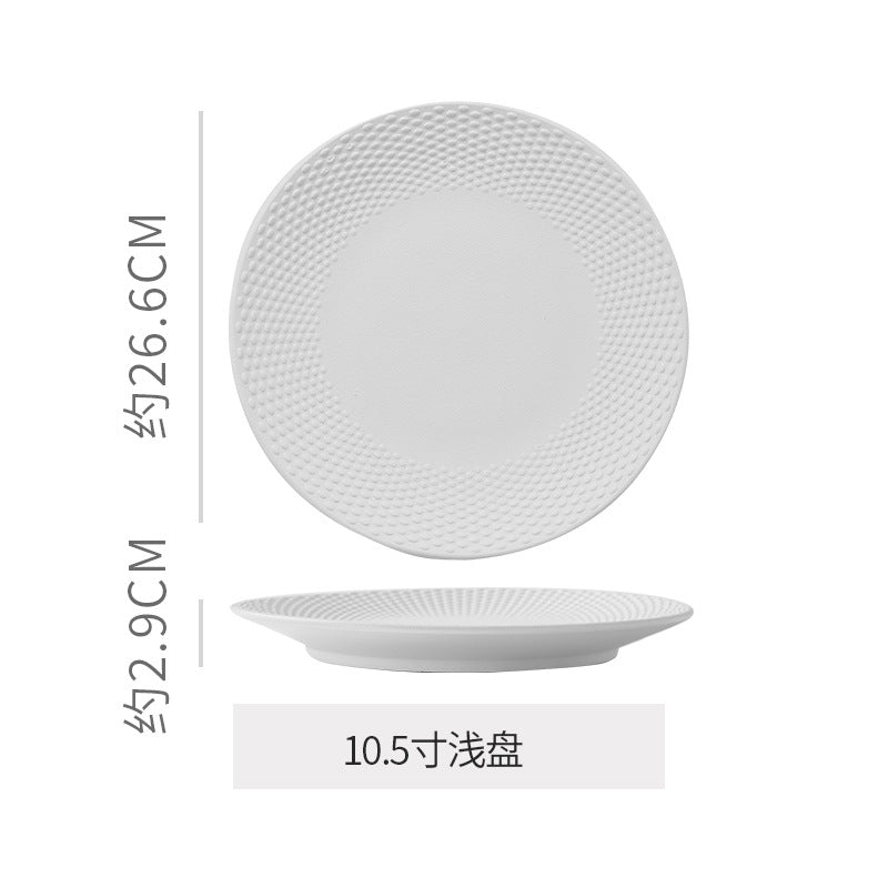 Hotel personalized frosted ceramic western dinnerware set - minimalist solid color polka dot business dinner plates