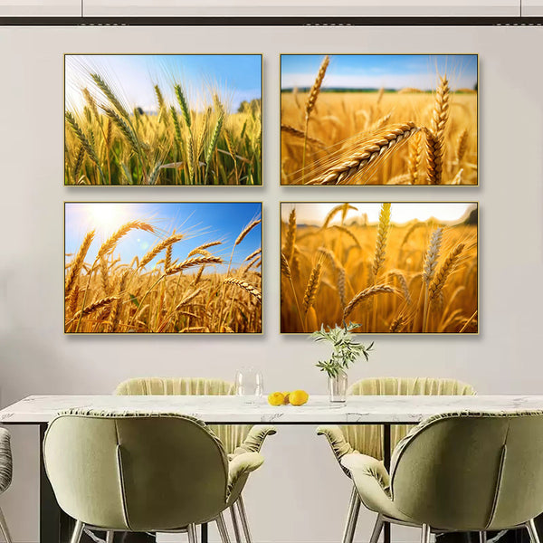 Wheat ears decorative painting breakfast bun shop hotel wheat field barley grain harvest mural canteen painting