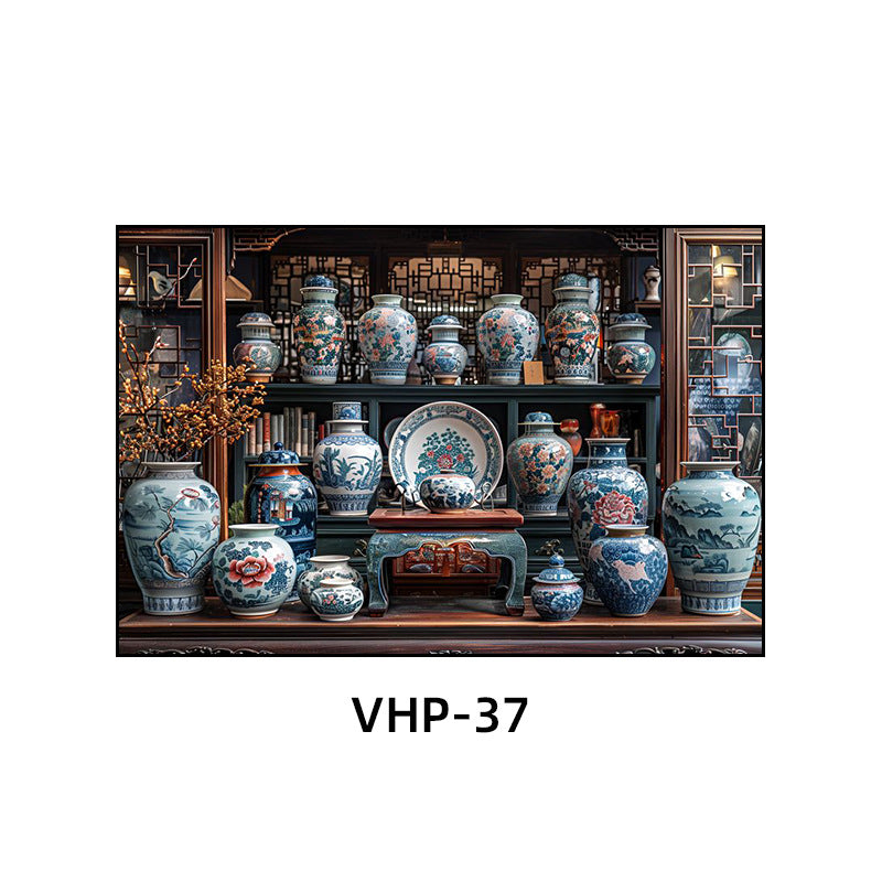 Blue and white porcelain decorative painting vase porcelain ceramic new Chinese style living room hanging painting hotel hotel restaurant box Chinese style