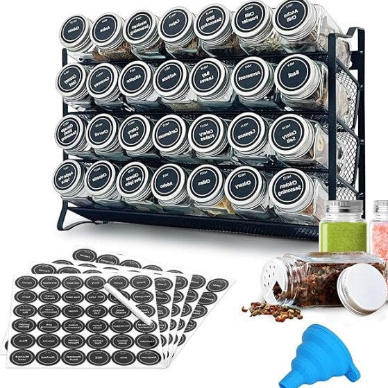 Cross-border kitchen desktop four-layer mesh seasoning rack wrought iron non-punching cabinet spice bottle storage rack wholesale