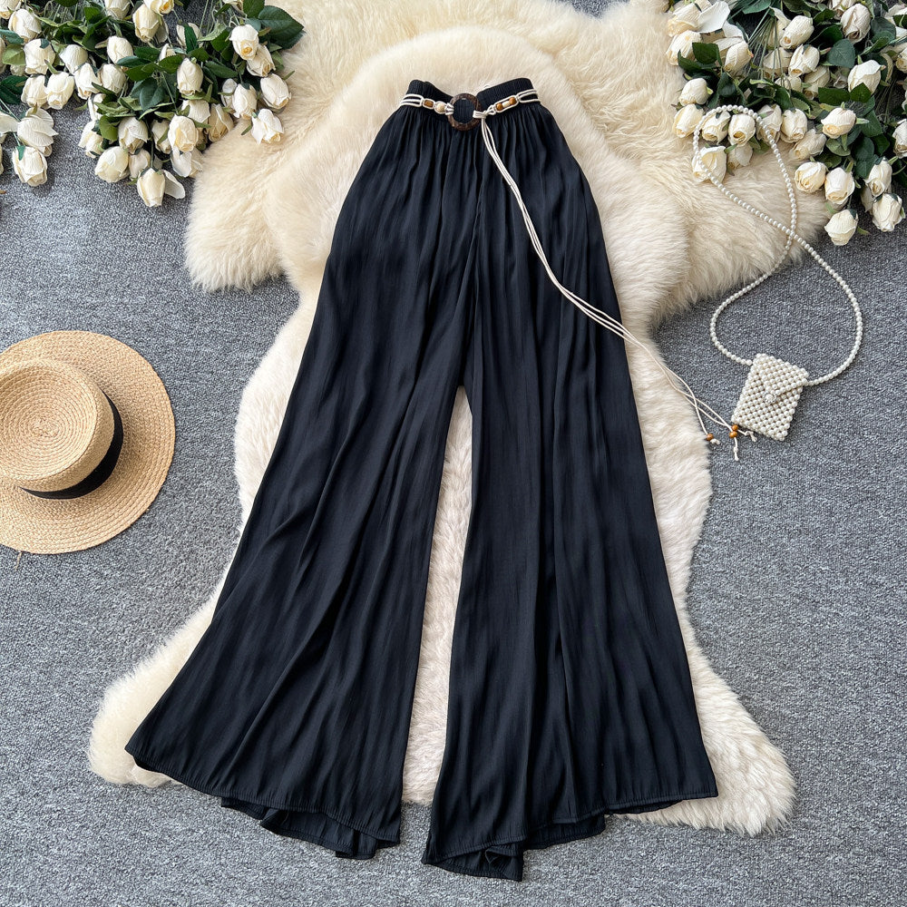 K-stylecasualhigh waistelegantloose pants women's work clothing lazy style drapedloose flesh-covering elastic waistcasualpants