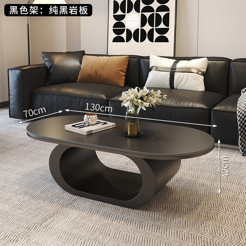 Modern minimalist oval rock slab coffee table - small apartment living room, home use, minimalist tea table, creative irregular shape combination