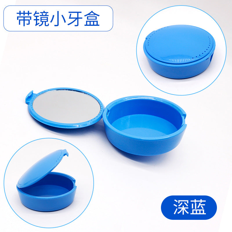 Dental Mirror Small Tooth Box Holder Tooth Storage Box, Oval Orthodontic Orthodontic Orthodontic Box, Portable Braces Box