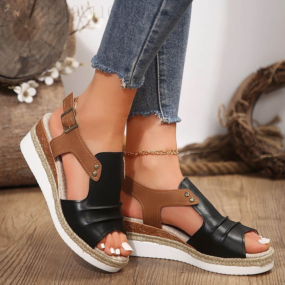 Exportplus sizesummernew arrival women's sandals wedge hemp rope bottom fish mouth sandals  hot women's sandals wholesale