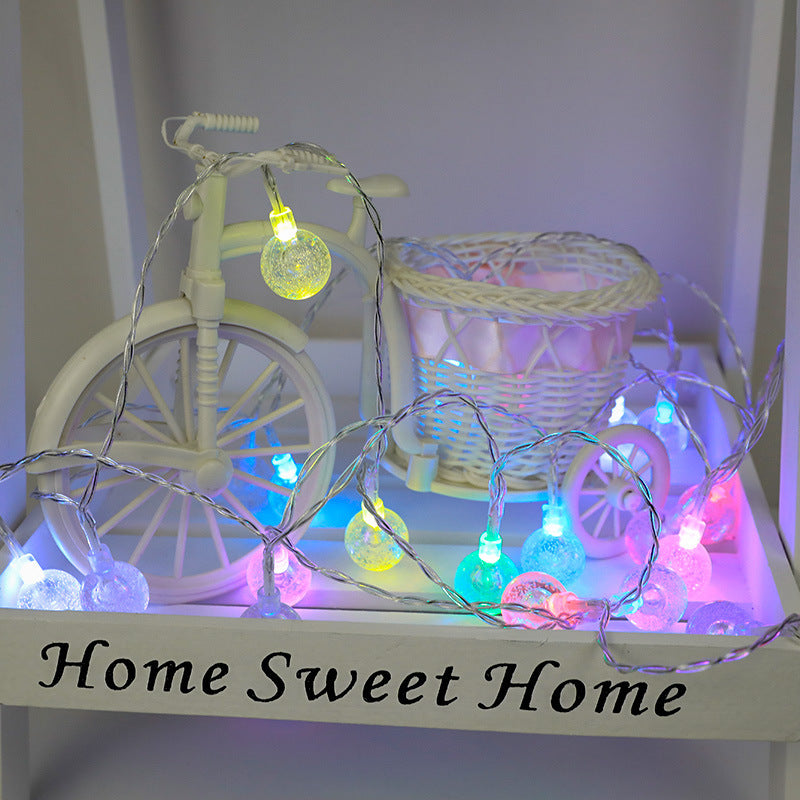 Amazon's new led bubble ball light string RGB colorful simultaneous color change Christmas remote control battery decorative light