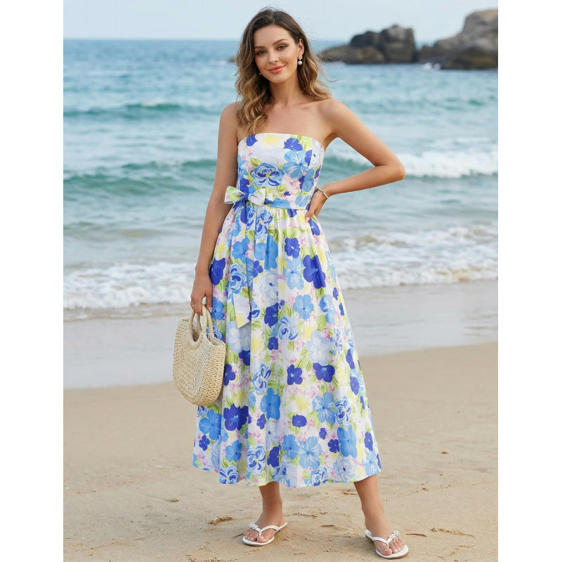 Amazon fashion floral dress women's  summer new ruffle flowy beach vacation dress