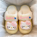 New arrivalwinterheattech detachable cotton slippers for women popular cartoon kt cat dopamine style durable princess cotton shoes