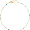 European and american cross-border hot-selling jewelry: minimalist, fresh, green beaded square & round bead necklace - fashion jewelry choker - geometric design