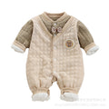 Newborn baby autumn/winter romper, full month baby lightweight cotton outfit, gentleman style korean fake two-piece lightweight cotton for baby boys