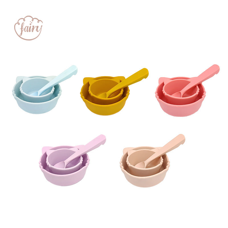 Cross-border supply Baby silicone food supplement bowl Cat shape suction cup type silicone food supplement bowl Anti-drop suction cup silicone bowl
