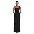C7633 cross-border   fashion women's sexy camisole bodycon dress with tie waist and hip-hugging design