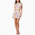 Spring  women's skirt set: high-end embroidered crochet sleeveless cropped top and bodycon midi skirt two-piece outfit