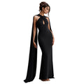 C7278 cross-border   fashion women's casual elegant long dress with ribbon detail - solid color