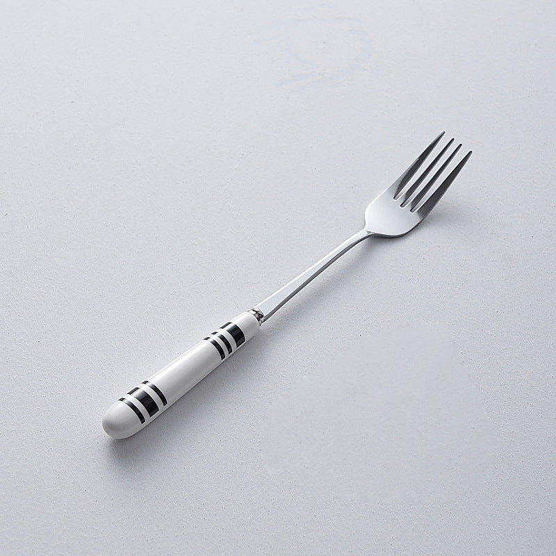Minimalist ceramic handle cutlery set - polka dot design stainless steel tableware - creative, high-value steak knife and fork wholesale