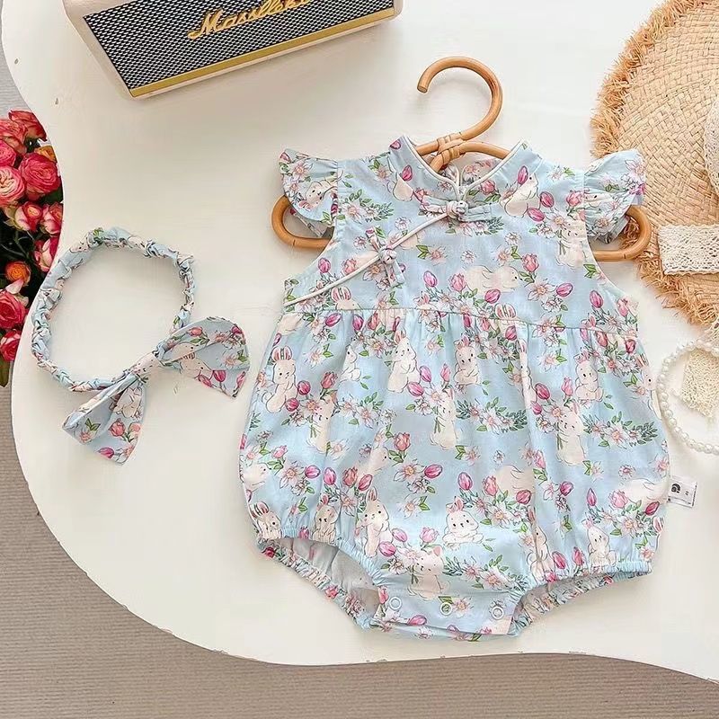 Newborn infant casual fashion short-sleeve bodysuit summer thin clothes baby girl triangle romper outfit