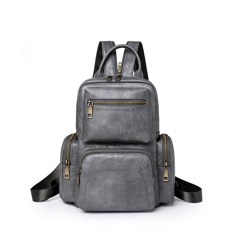 Cross-border women's backpack 2024 new casual PU small backpack travel women's bag retro multi-purpose messenger bag