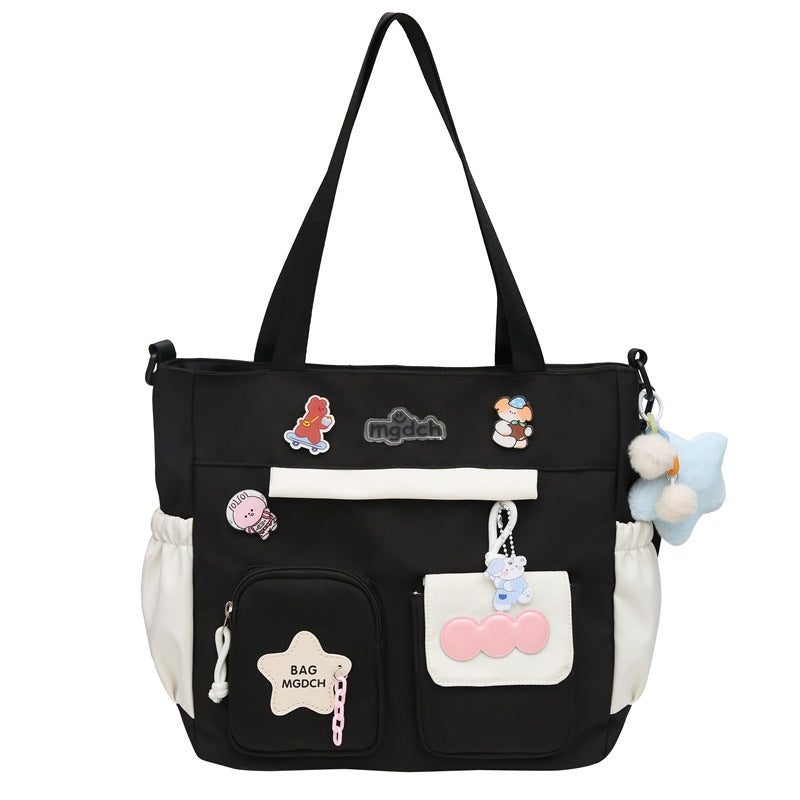 New schoolbag for girls, junior high school students, large-capacity backpack, versatile burden reduction, fashion trend, two-piece schoolbag