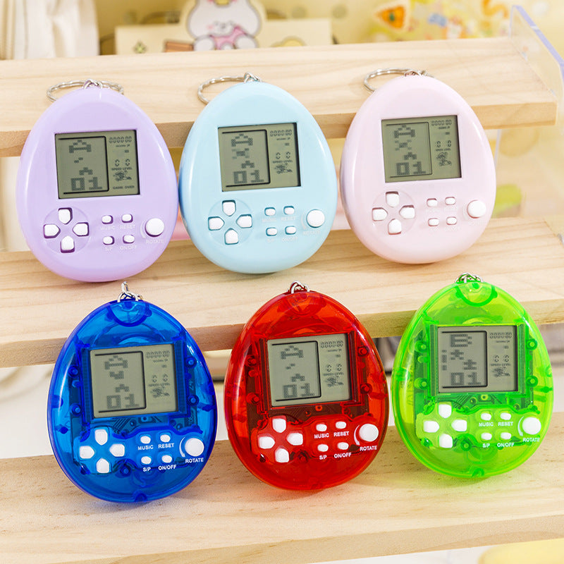 creative round keychain tetris mini game console toy handheld electronic game console charm