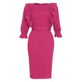 e-commerce african foreign trade  clothing fashion professional ol large size women's clothing half length sleeve dress belt