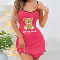 Bear print cami slip dress - women's summer comfort loungewear, sexy mini dress (can be worn outside)