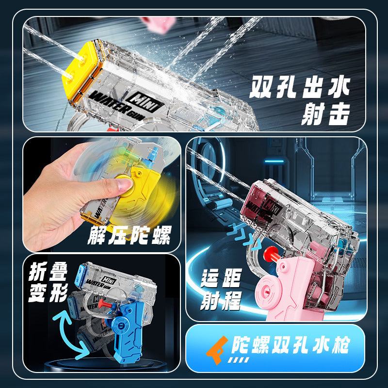popular folding mobile phone fidget spinner double hole water gun kids toy water spray mini little boy water gun