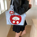 Cute plaid puppy print bag for women, 2025 new trendy versatile shoulder bag, lazy style commuter crossbody bag