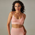 New arrival seamless knittingsexy back yoga clothes thin shoulder strap sports bra bubble wrap push-up fitness vest