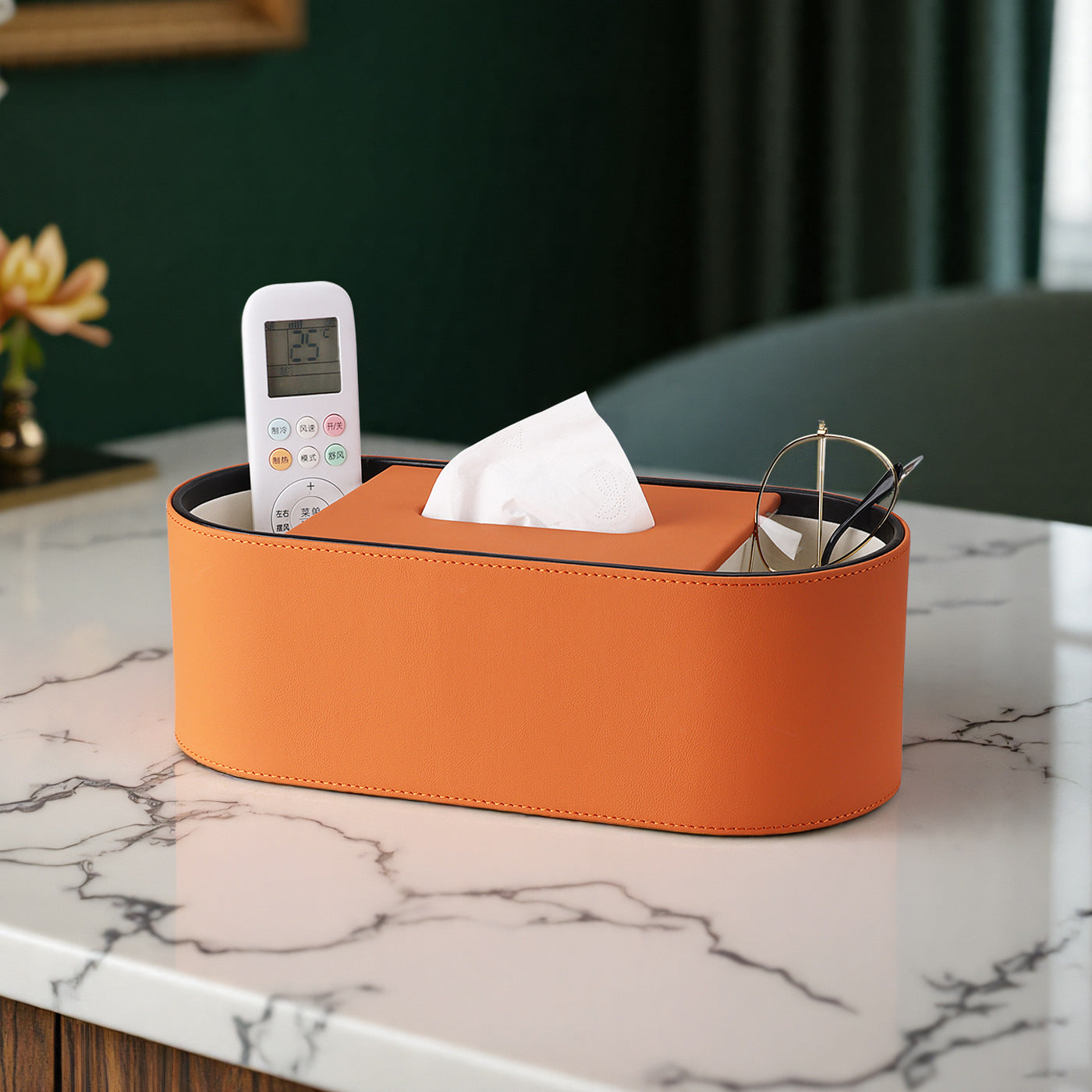 Oval tissue box, living room, high-end home dining room, creative light luxury coffee table, desktop remote control, storage and paper drawing