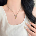 Childlike cute green apple pendant necklace for women niche style unique design sense clavicle chain sweetgirlstylish accessories