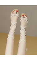 Summer open-toe high-top sandals low heel fashion flat women's sandals plus size criss-cross straps