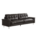 Retro black leather sofa, medieval style living room, small apartment, down designer straight row three-slot nebula sofa