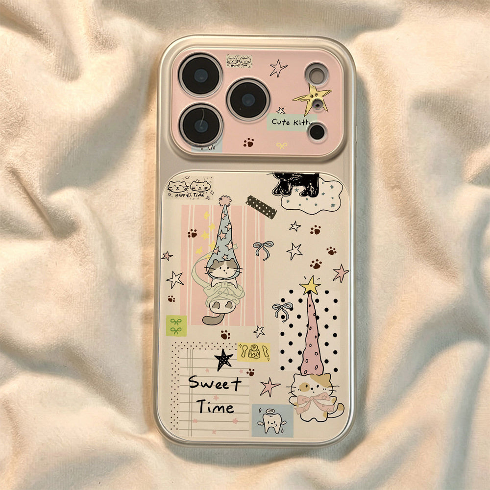 Long hat cat phone case for iphone 18, apple 17 pro max, bowknot star 16, anti-drop protective cover