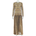 European and american style ins retro elegant women's slimming a-line dress with printed round neck and long sleeves