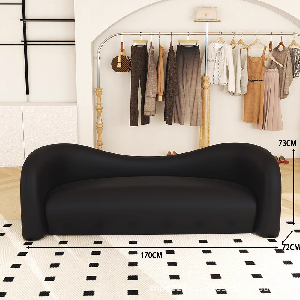 Milo's light luxury milk tea shop clothing store sofa leather art black retro beauty salon reception and negotiation popular rest area