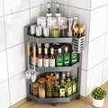 Gun gray spice rack triangle storage rack stove countertop corner chopstick tube storage corner kitchen corner fan-shaped rack