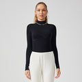 women's long-sleeve high-intensity slim-fit activewear top - running, slimming, stand collar, workout top, yoga top (can be worn as outerwear)