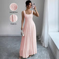 Pink u-neck sleeveless tank dress - women's summer slim fit lace a-line maxi dress with a chic, edgy design