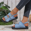 Export new arrivalplus size denim belt buckle slip-on sandals women's summer outwearslipper wholesale