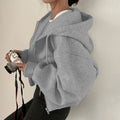 cross-border e-commerce women's fashion: european and american summer new arrivals - loose fit cropped hoodie cardigan casual outerwear