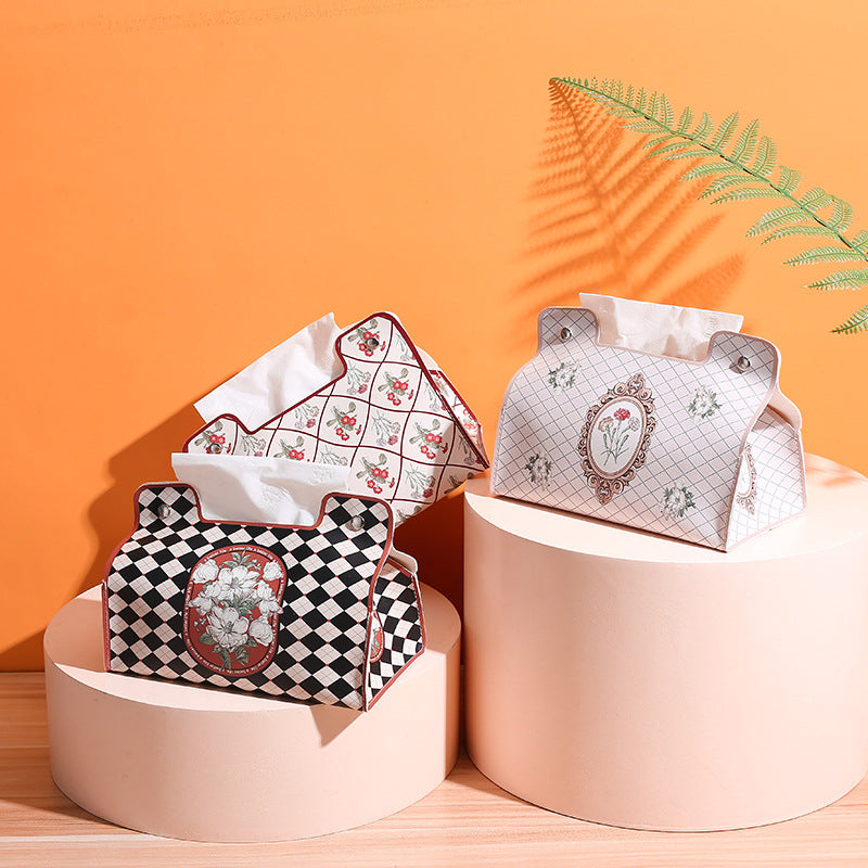 New retro flower tissue box, premium living room, restaurant, dormitory, office, multi-functional pumping carton, car pumping box