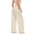 Women's off-white polka dot print high-waisted wide-leg denim pants - hot girl style casual trousers - new  collection