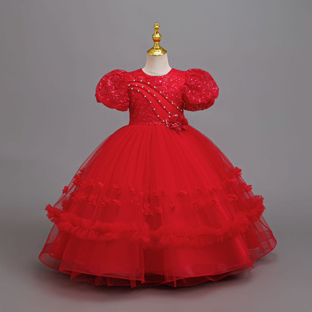 Ready-to-ship new children's formal dress sequin wedding princess dress little girl birthday party dress kids dress