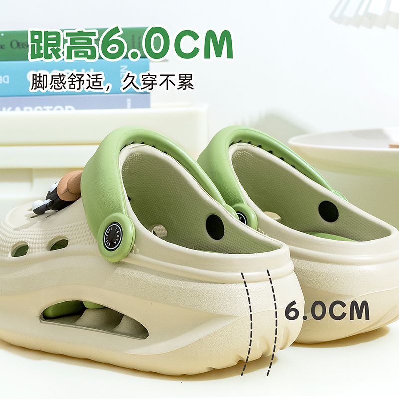 2025 new women's wedge platform clogs - summer outdoor wear, thick sole, two-wear style, chunky heel, non-slip beach sandals & slippers