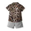 Stylish boys' summer outfit: trendy short-sleeve set for older kids - new summer collection featuring a floral shirt two-piece set