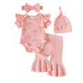 new product european and american summer bow printing pink flared pants cute baby children's clothing suit wholesale