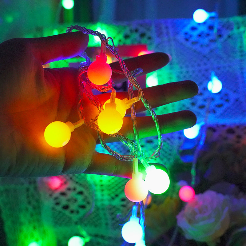 Cross-border led round ball lights camping small white ball lights string wedding festival decorative lights Christmas string lights flashing lights
