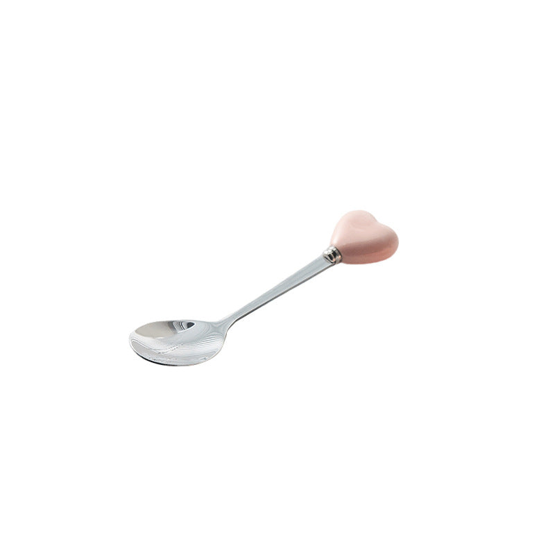High-style ceramic handle forks, stainless steel household spoons, heart-shaped coffee stirrers, creative dessert spoons - wholesale