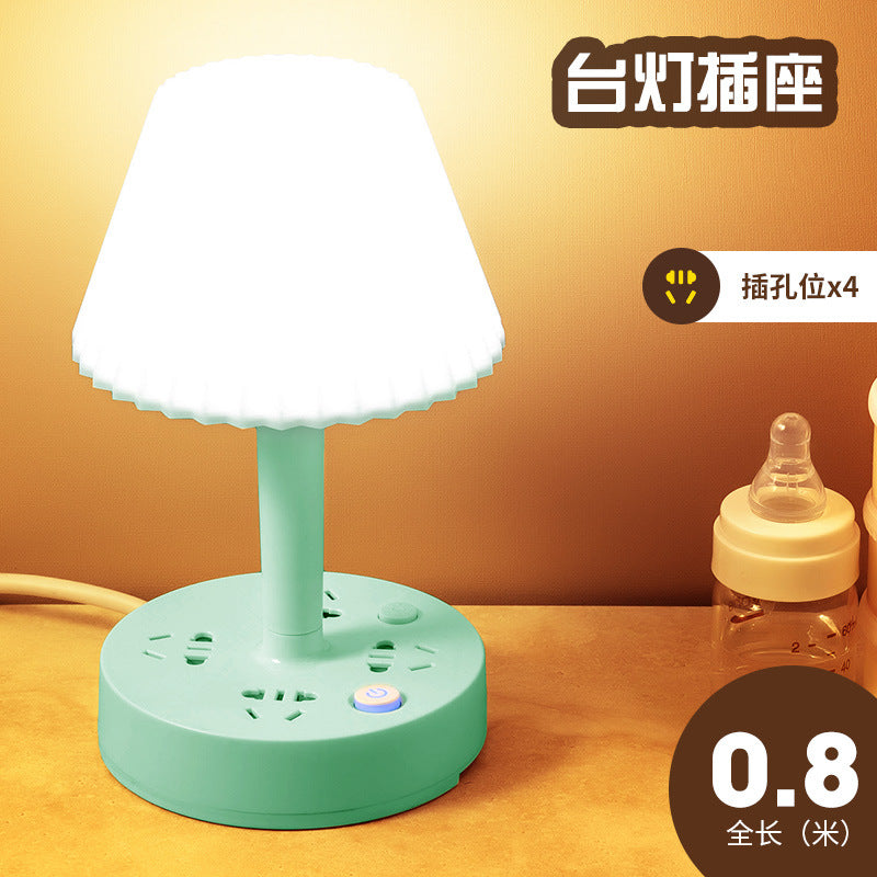 Multifunctional desk lamp socket all-in-one eye protection bedside lamp multi-slot cold and warm light for home remote control bedroom lamp plug strip