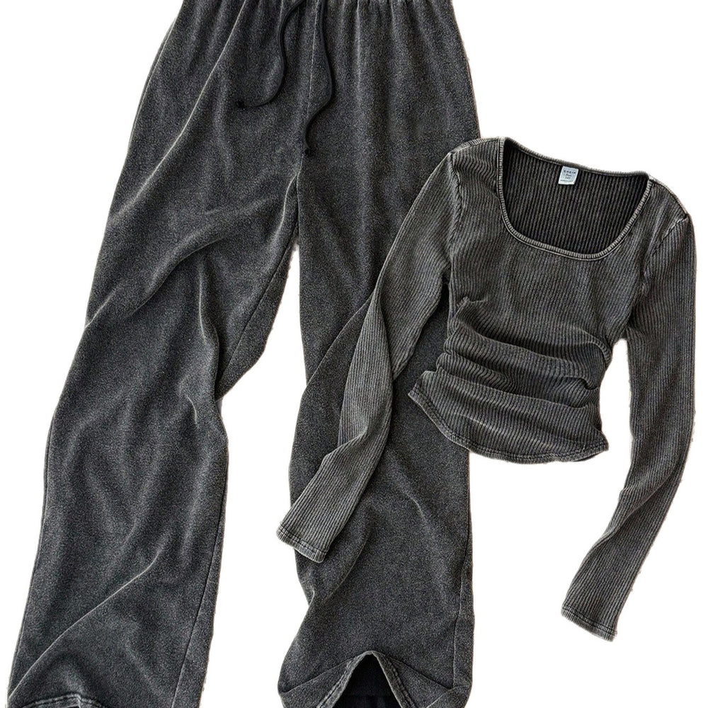 New korean style designer chic fashion casual set for women, spring/autumn collection, girls' set, long sleeve top and pants