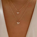 Double layer butterfly necklace wholesale european and american cross-border jewelry simple small diamond design pendant fashion clavicle chain women's short style